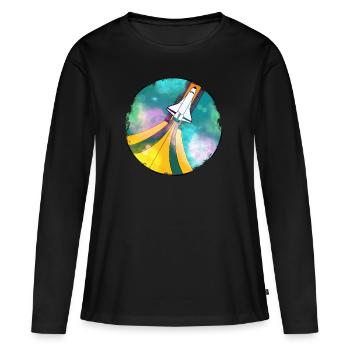 Raumfahrt - Weltall - Frauen Premium Bio Langarmshirt - Schwarz - Vorne - Julia (174cm)