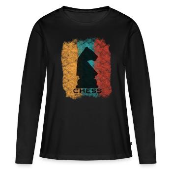 Schach - Frauen Premium Bio Langarmshirt - Schwarz - Vorne - Julia (174cm)
