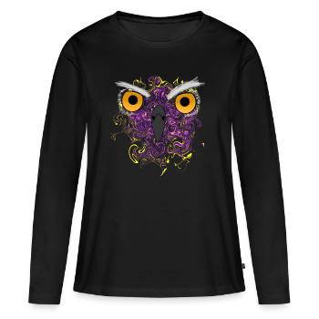 Nachteule - Frauen Premium Bio Langarmshirt - Schwarz - Vorne - Julia (174cm)