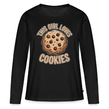 Cookies Disant Biscuits au Chocolat Cadeau de Cookie Drôle - T-shirt manches longues Premium bio Femme - noir - Devant - Julia (174cm)