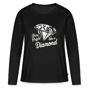 Brille comme un diamant - T-shirt manches longues Premium bio Femme - noir - Devant - Julia (174cm)