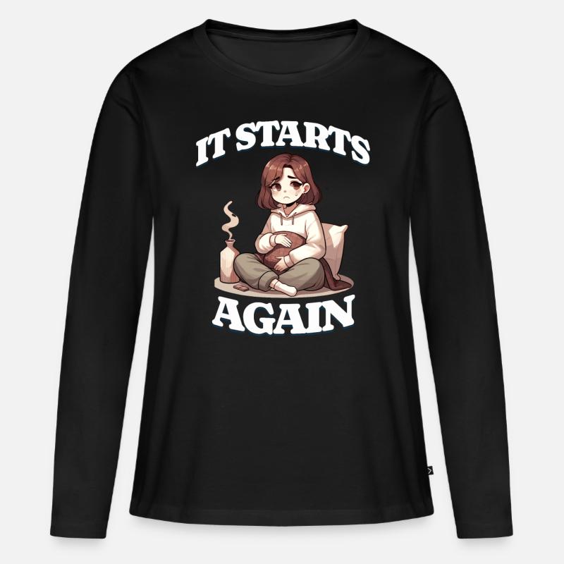 Periode Menstruation Es Beginnt Wieder - Frauen Premium Bio Langarmshirt - Schwarz