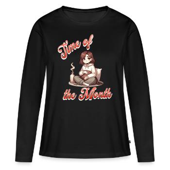 Période Période du mois Confortable - T-shirt manches longues Premium bio Femme - noir - Devant - Julia (174cm)