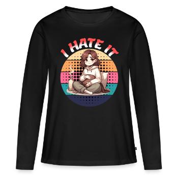Periode I Hate It Stimmung - Frauen Premium Bio Langarmshirt - Schwarz - Vorne - Julia (174cm)
