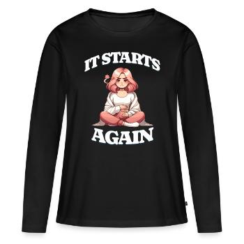 Menstruations : elles recommencent - T-shirt manches longues Premium bio Femme - noir - Devant - Julia (174cm)
