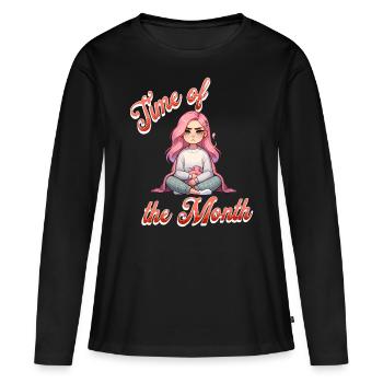 Periode Menstruation Zeit Des Monats - Frauen Premium Bio Langarmshirt - Schwarz - Vorne - Julia (174cm)