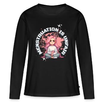 Les menstruations sont injustes : motif des règles - T-shirt manches longues Premium bio Femme - noir - Devant - Julia (174cm)