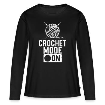 Mode crochet activé - Crochet Crochet - T-shirt manches longues Premium bio Femme - noir - Devant - Julia (174cm)
