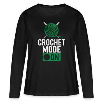 Mode crochet activé - Crochet crochet - T-shirt manches longues Premium bio Femme - noir - Devant - Julia (174cm)