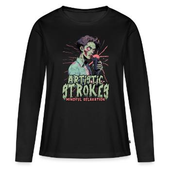 ASMR Whisper Mouvements artistiques Relaxation consciente - T-shirt manches longues Premium bio Femme - noir - Devant - Julia (174cm)