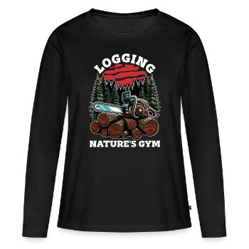 Exploitation forestière Nature’s Gym Arboriste Bûcheron - T-shirt manches longues Premium bio Femme - noir - Devant - Julia (174cm)