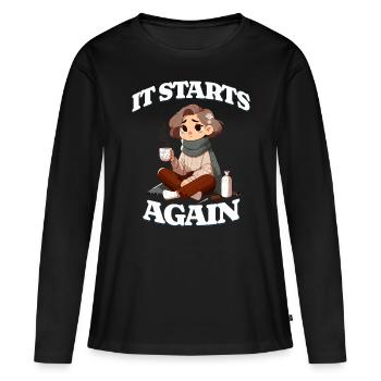 Ça recommence Periode, menstruation design - T-shirt manches longues Premium bio Femme - noir - Devant - Julia (174cm)