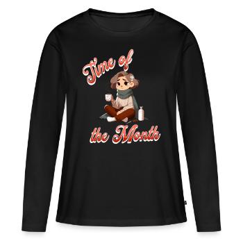 Période des menstruations du mois - T-shirt manches longues Premium bio Femme - noir - Devant - Julia (174cm)