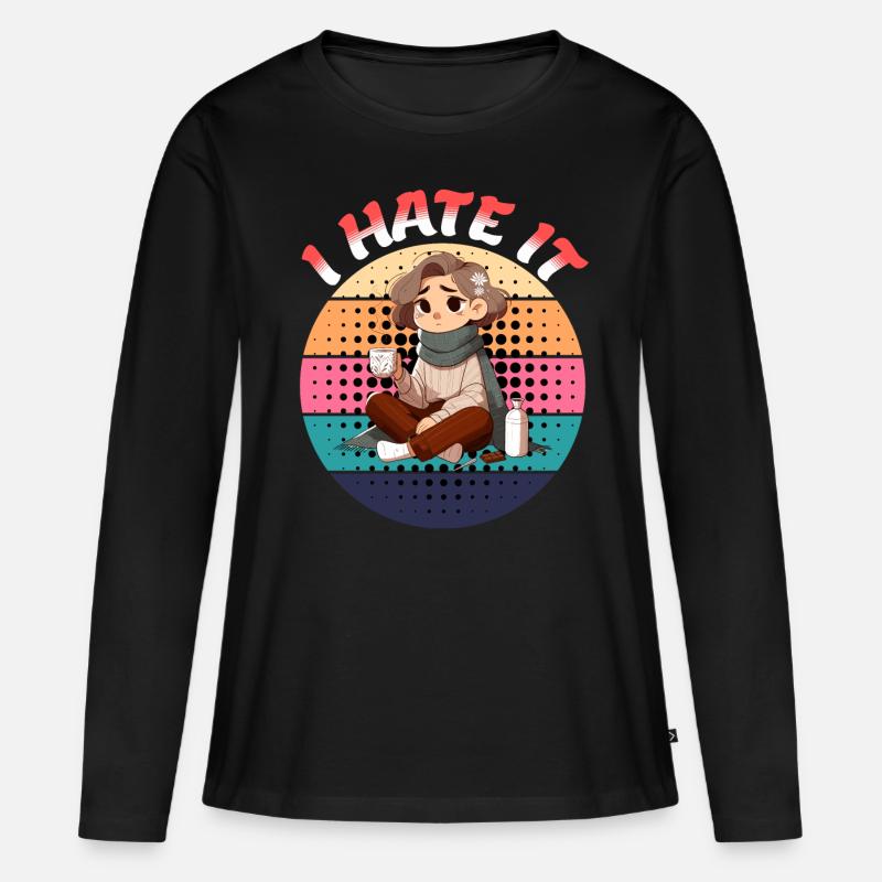 Ich Hasse Es Periode Menstruation - Frauen Premium Bio Langarmshirt - Schwarz