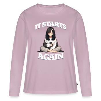 Les règles recommencent - T-shirt manches longues Premium bio Femme - rose poudré - Devant - Julia (174cm)