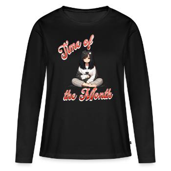 Periode Menstruation Zeit des Monats Anime - Frauen Premium Bio Langarmshirt - Schwarz - Vorne - Julia (174cm)