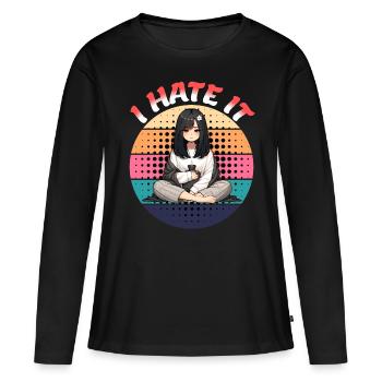 Je déteste ça Bande dessinée menstruelle menstruelle - T-shirt manches longues Premium bio Femme - noir - Devant - Julia (174cm)