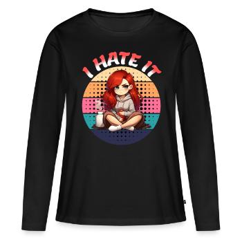 Période : Je déteste expressif - T-shirt manches longues Premium bio Femme - noir - Devant - Julia (174cm)
