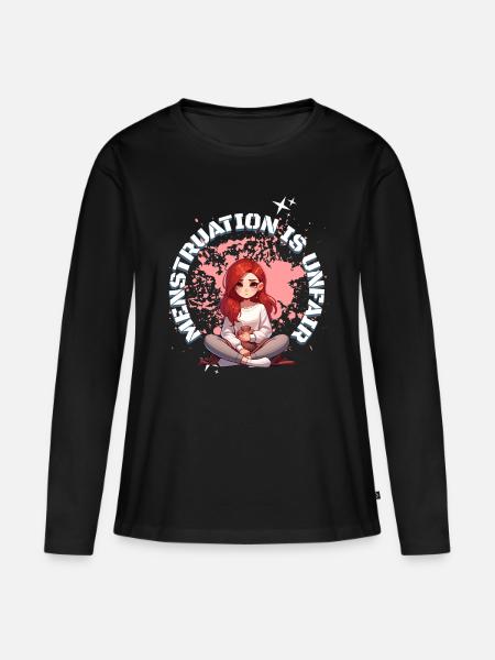 Periode: Menstruation Is Unfair - Frauen Premium Bio Langarmshirt - Schwarz