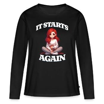 Période : ça recommence - T-shirt manches longues Premium bio Femme - noir - Devant - Julia (174cm)