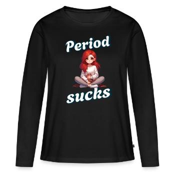 Periode Sucks Ausdrücken Auf Einzigartige Weise - Frauen Premium Bio Langarmshirt - Schwarz - Vorne - Julia (174cm)