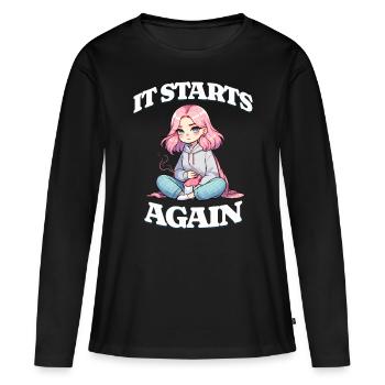 Période : ça recommence Motiv - T-shirt manches longues Premium bio Femme - noir - Devant - Julia (174cm)