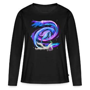 Betrunkener Astronaut - Frauen Premium Bio Langarmshirt - Schwarz - Vorne - Julia (174cm)