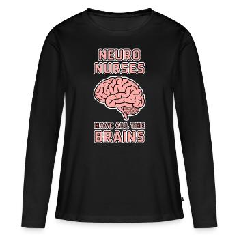 Neuro Nurse Pflegefachkraft Neurologie Geschenk - Frauen Premium Bio Langarmshirt - Schwarz - Vorne - Julia (174cm)
