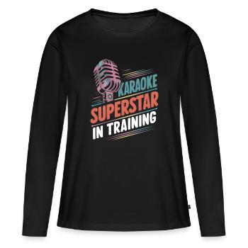 Superstar du karaoké en formation - T-shirt manches longues Premium bio Femme - noir - Devant - Julia (174cm)