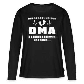 Beförderung zur Oma 2025 lädt - Frauen Premium Bio Langarmshirt - Schwarz - Vorne - Julia (174cm)