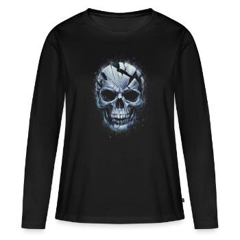 Zerbrochener unheimlicher Schädel - Frauen Premium Bio Langarmshirt - Schwarz - Vorne - Julia (174cm)