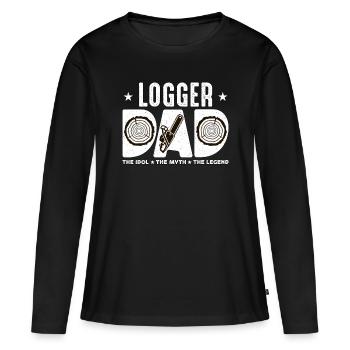 Papa bûcheron L’idole Le mythe Le bûcheron - T-shirt manches longues Premium bio Femme - noir - Devant - Julia (174cm)
