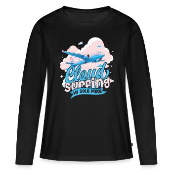 First Solo Flight Pilot Cloud Surfing In Solo Mode - Women's Premium Organic Long Sleeve Shirt - black - Front - Julia (174cm)