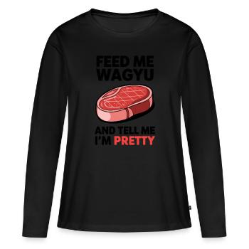 Wagyu Steak - T-shirt manches longues Premium bio Femme - noir - Devant - Julia (174cm)
