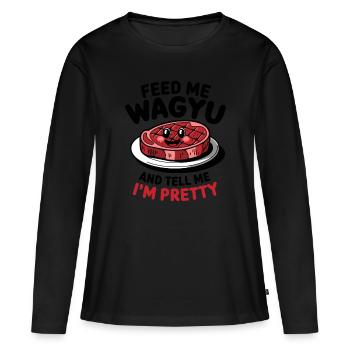 Wagyu Steak - T-shirt manches longues Premium bio Femme - noir - Devant - Julia (174cm)