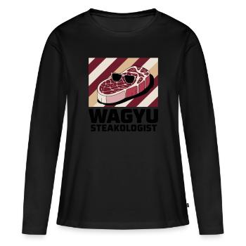 Wagyu Steak - T-shirt manches longues Premium bio Femme - noir - Devant - Julia (174cm)