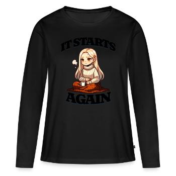 Période It Starts Soulful - T-shirt manches longues Premium bio Femme - noir - Devant - Julia (174cm)