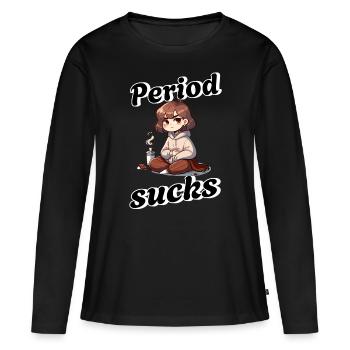 Les règles sont vraiment épuisantes - T-shirt manches longues Premium bio Femme - noir - Devant - Julia (174cm)