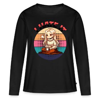 Menstruation Zeit I Hate It - Frauen Premium Bio Langarmshirt - Schwarz - Vorne - Julia (174cm)