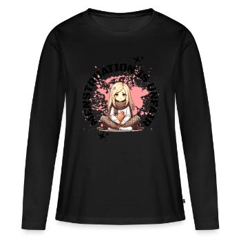 Les menstruations sont injustes : un message d’empathie pour - T-shirt manches longues Premium bio Femme - noir - Devant - Julia (174cm)