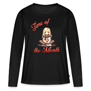 Menstruation : période du mois - T-shirt manches longues Premium bio Femme - noir - Devant - Julia (174cm)