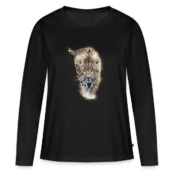 Guépard - T-shirt manches longues Premium bio Femme - noir - Devant - Julia (174cm)