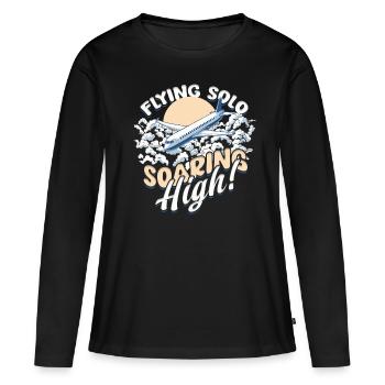 Premier pilote de vol solo Voler en solo Soaring High - T-shirt manches longues Premium bio Femme - noir - Devant - Julia (174cm)