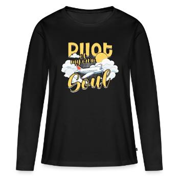 First solo flight pilot - Women's Premium Organic Long Sleeve Shirt - black - Front - Julia (174cm)