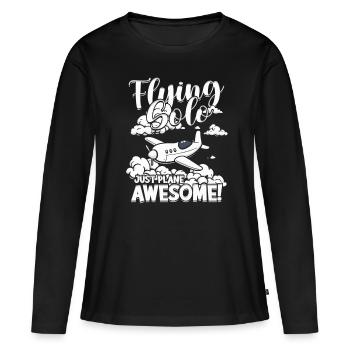 First solo flight Flying Solo Just Plane Awesome - Women's Premium Organic Long Sleeve Shirt - black - Front - Julia (174cm)