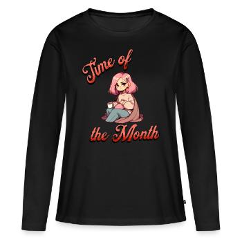 Zeit des Monats Menstruation - Frauen Premium Bio Langarmshirt - Schwarz - Vorne - Julia (174cm)