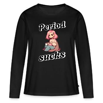 Les menstruations sont agaçantes et injustes - T-shirt manches longues Premium bio Femme - noir - Devant - Julia (174cm)