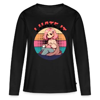 Menstruation : je déteste ça - T-shirt manches longues Premium bio Femme - noir - Devant - Julia (174cm)