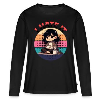 Menstruation Avouer que je déteste Expression - T-shirt manches longues Premium bio Femme - noir - Devant - Julia (174cm)