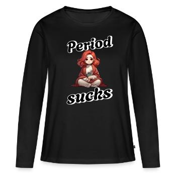 Period Sucks - Conception sur le thème des menstruations - T-shirt manches longues Premium bio Femme - noir - Devant - Julia (174cm)